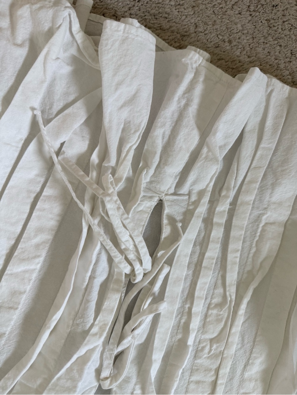 White Ribbed Lace-Up Top - Picture 2 of 2